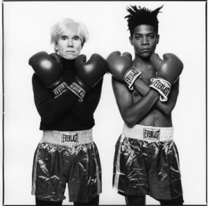 michael-halsband-andy-warhol-and-jean-michel-basquiat-with-boxing-gloves-